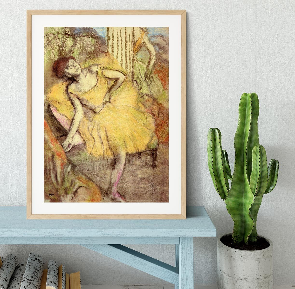 Sitting dancer with the right leg up by Degas Framed Print - Canvas Art Rocks - 3