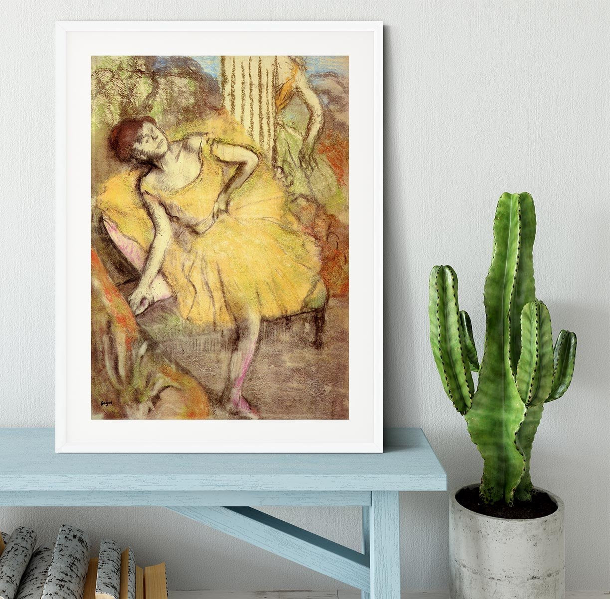 Sitting dancer with the right leg up by Degas Framed Print - Canvas Art Rocks - 5