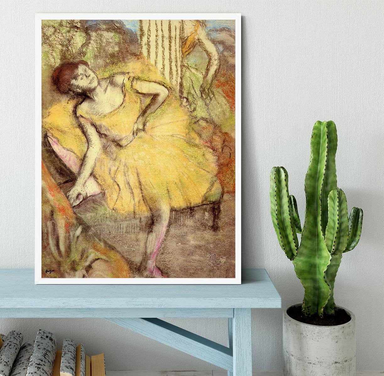Sitting dancer with the right leg up by Degas Framed Print - Canvas Art Rocks -6