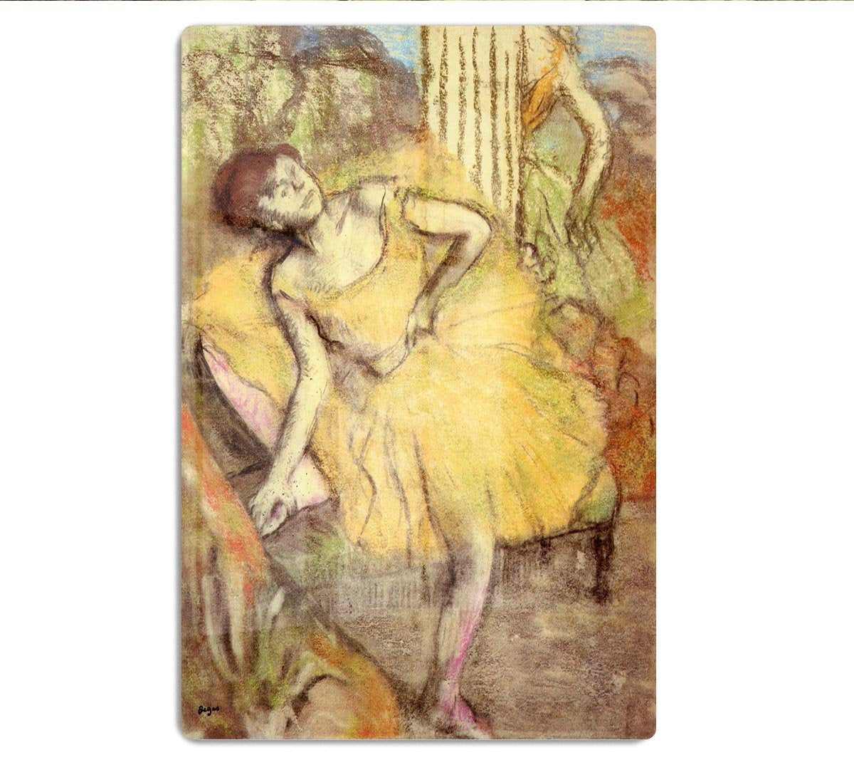 Sitting dancer with the right leg up by Degas HD Metal Print - Canvas Art Rocks - 1