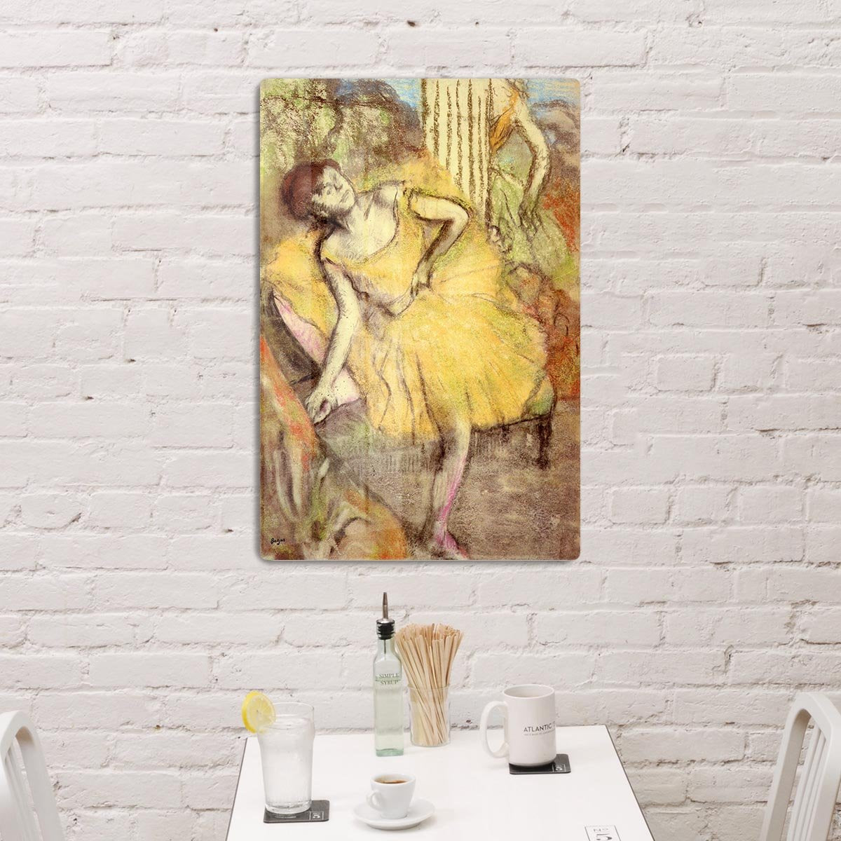 Sitting dancer with the right leg up by Degas HD Metal Print - Canvas Art Rocks - 3