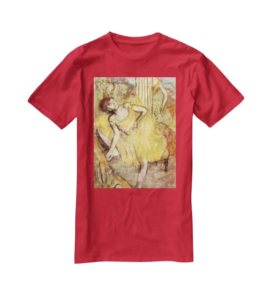 Sitting dancer with the right leg up by Degas T-Shirt - Canvas Art Rocks - 4