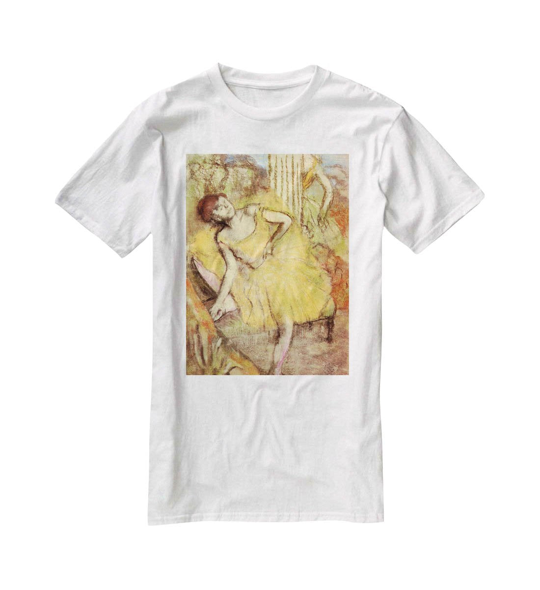 Sitting dancer with the right leg up by Degas T-Shirt - Canvas Art Rocks - 5