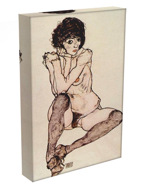Sitting female nude by Egon Schiele Canvas Print or Poster - Canvas Art Rocks - 3