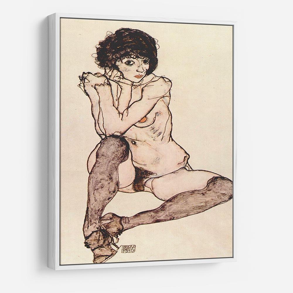 Sitting female nude by Egon Schiele HD Metal Print - Canvas Art Rocks - 7
