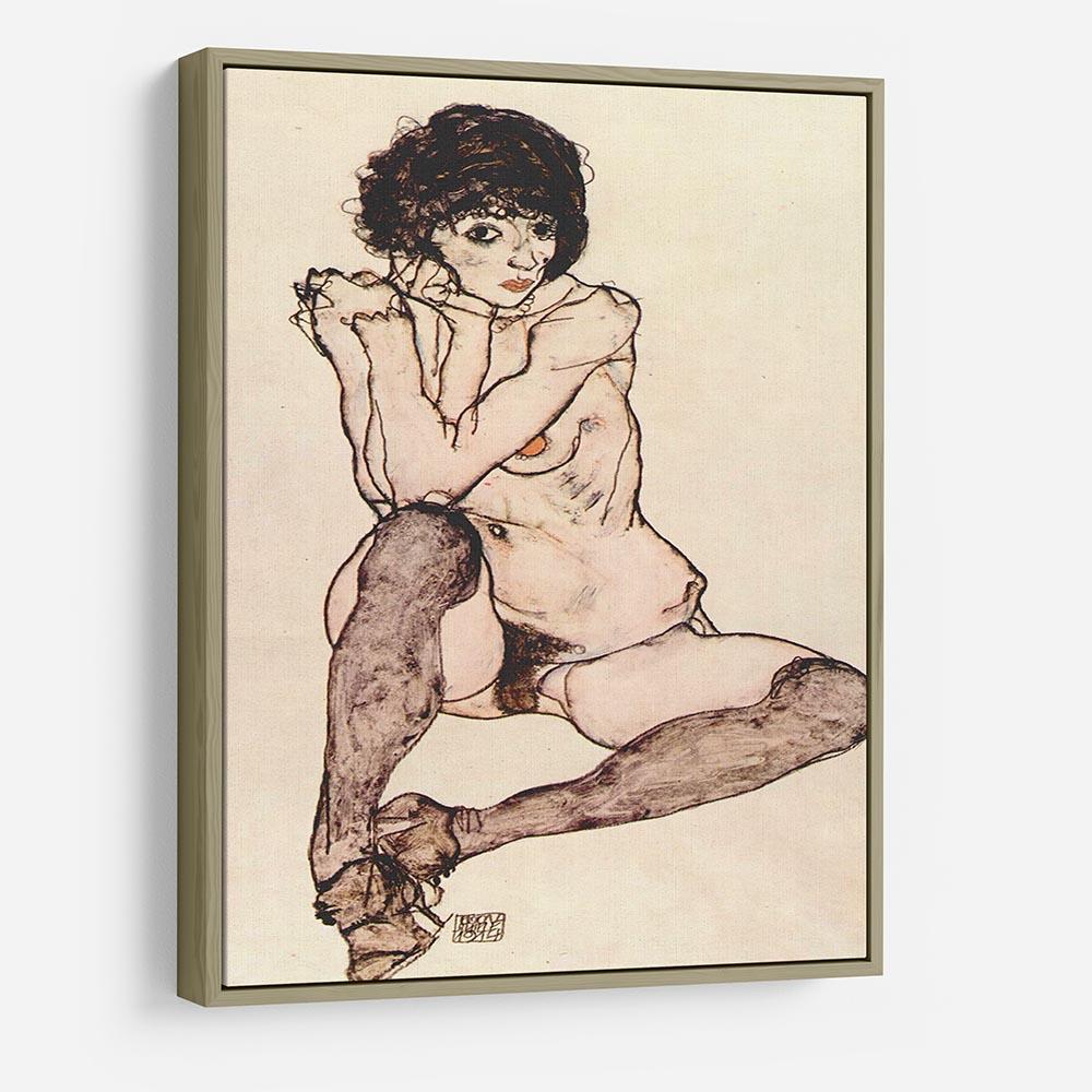 Sitting female nude by Egon Schiele HD Metal Print - Canvas Art Rocks - 8
