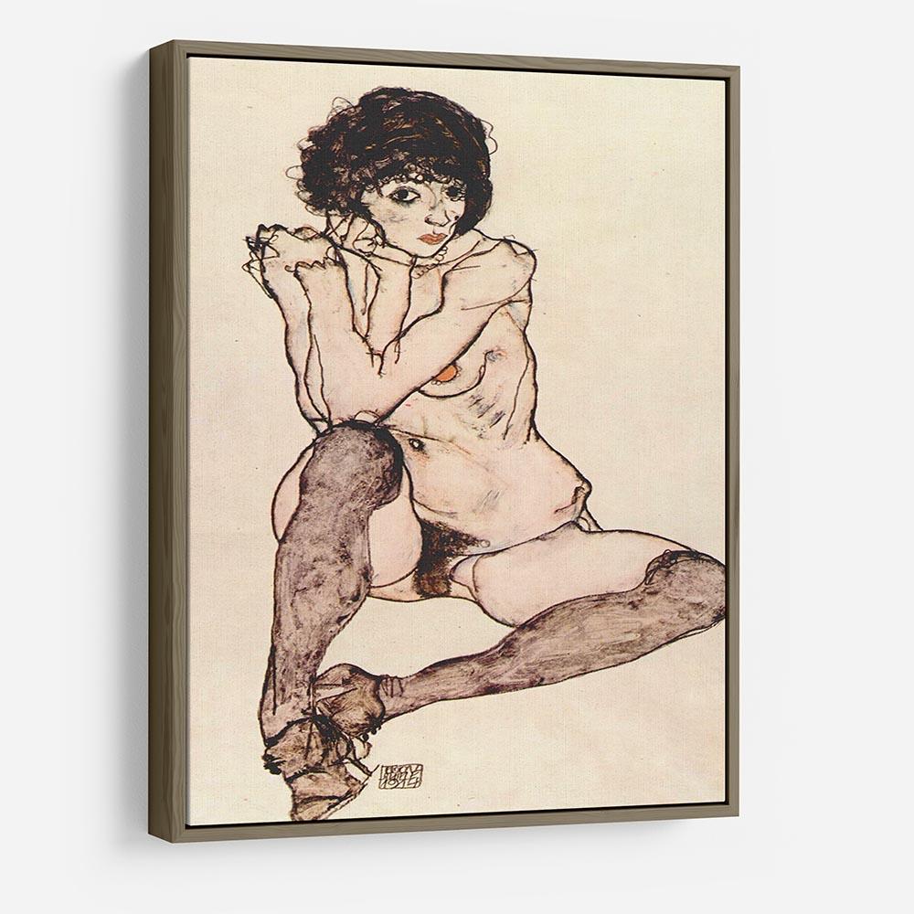 Sitting female nude by Egon Schiele HD Metal Print - Canvas Art Rocks - 10