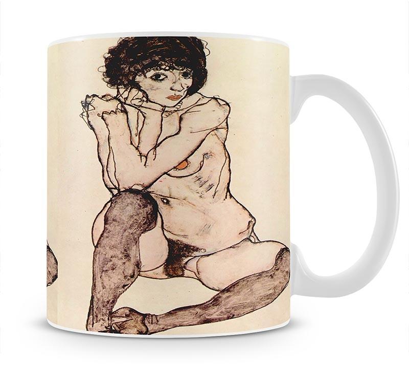 Sitting female nude by Egon Schiele Mug - Canvas Art Rocks - 1