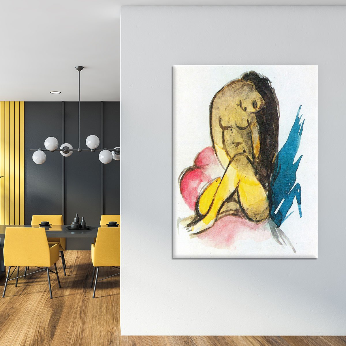 Sitting yellow lady by Franz Marc Canvas Print or Poster