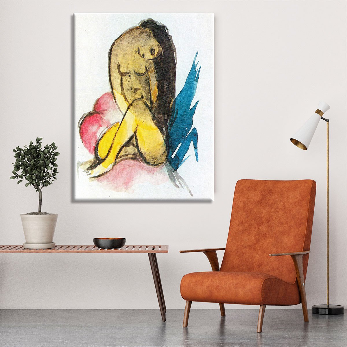 Sitting yellow lady by Franz Marc Canvas Print or Poster