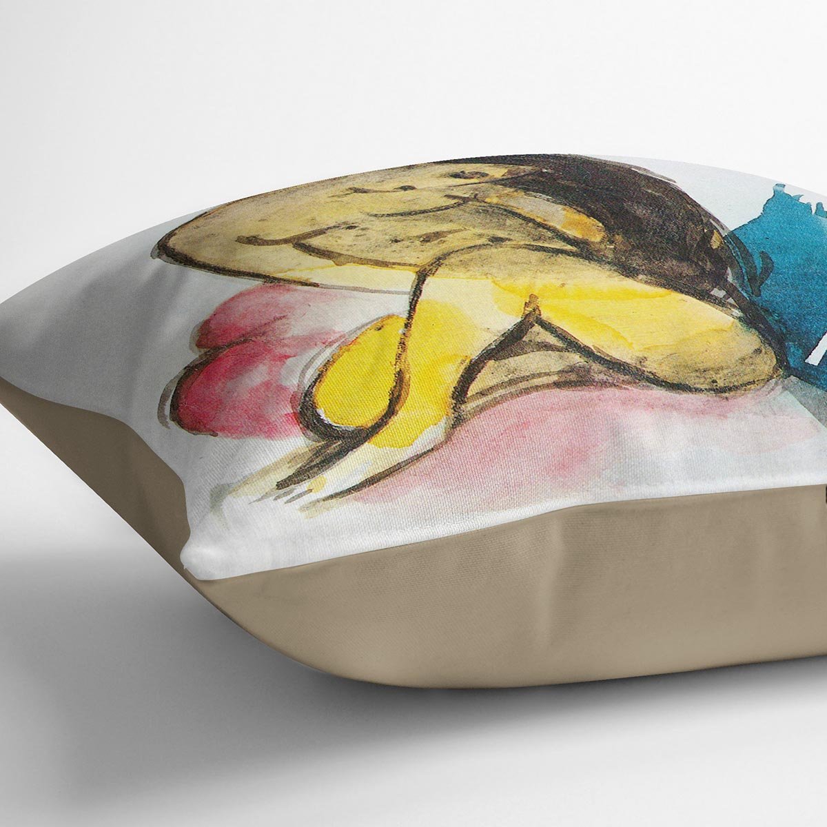 Sitting yellow lady by Franz Marc Throw Pillow