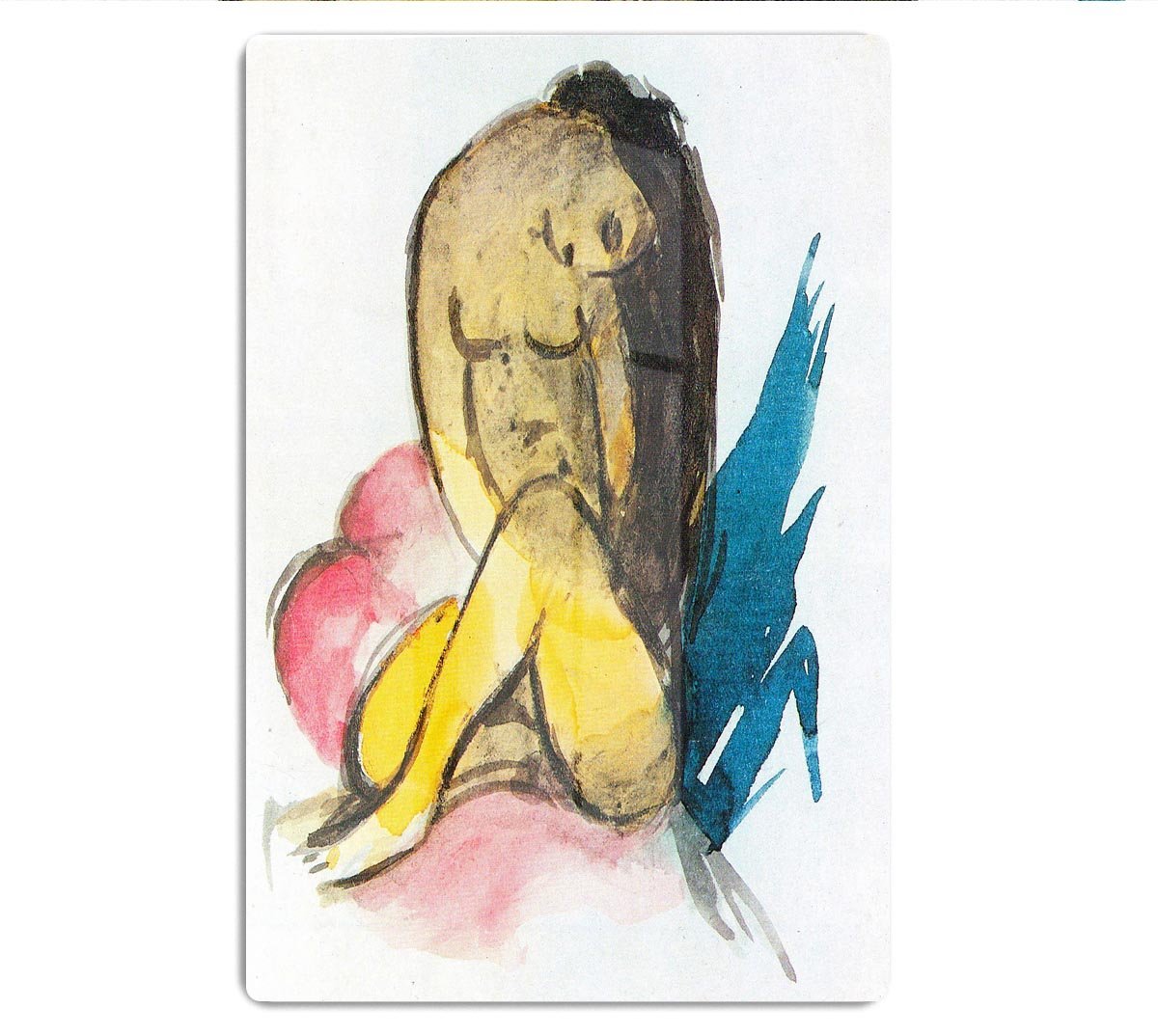 Sitting yellow lady by Franz Marc HD Metal Print