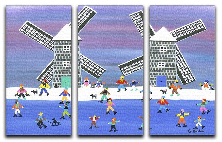 Skating by the windmills by Gordon Barker 3 Split Panel Canvas Print - Canvas Art Rocks - 1