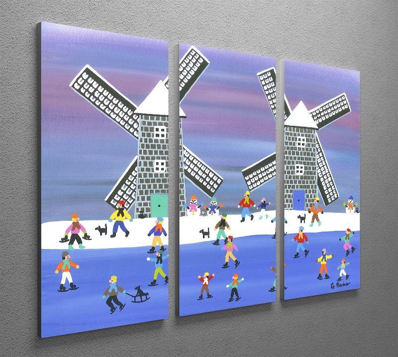 Skating by the windmills by Gordon Barker 3 Split Panel Canvas Print - Canvas Art Rocks - 2