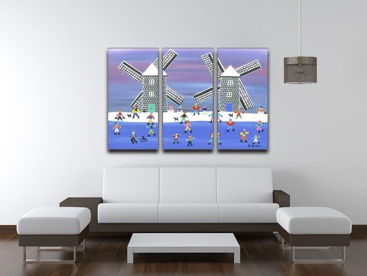 Skating by the windmills by Gordon Barker 3 Split Panel Canvas Print - Canvas Art Rocks - 3