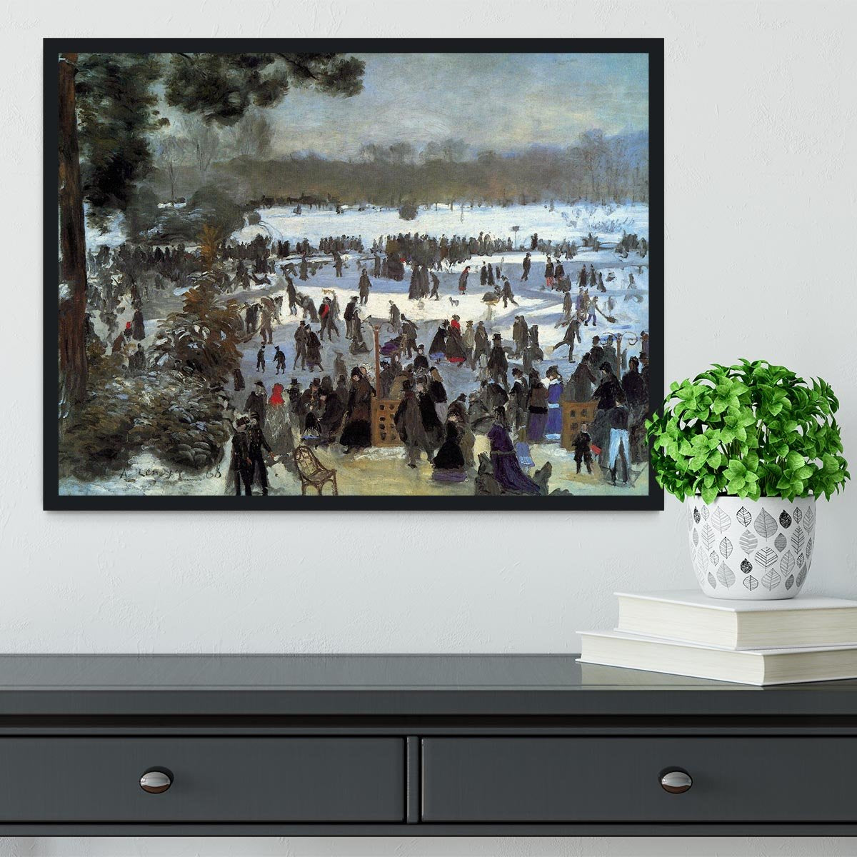 Skating runners in the Bois de Bologne by Renoir Framed Print - Canvas Art Rocks - 2