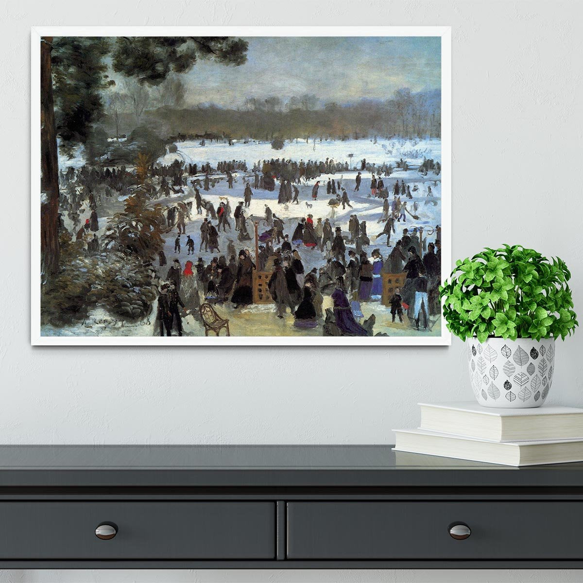 Skating runners in the Bois de Bologne by Renoir Framed Print - Canvas Art Rocks -6
