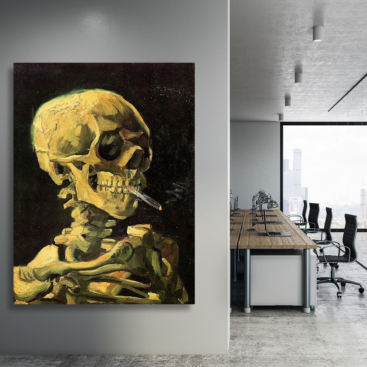 Skull with Burning Cigarette by Van Gogh Canvas Print or Poster