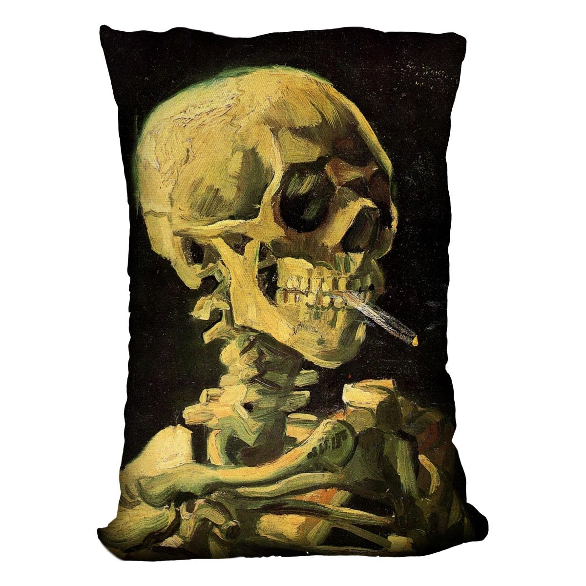 Skull with Burning Cigarette by Van Gogh Throw Pillow