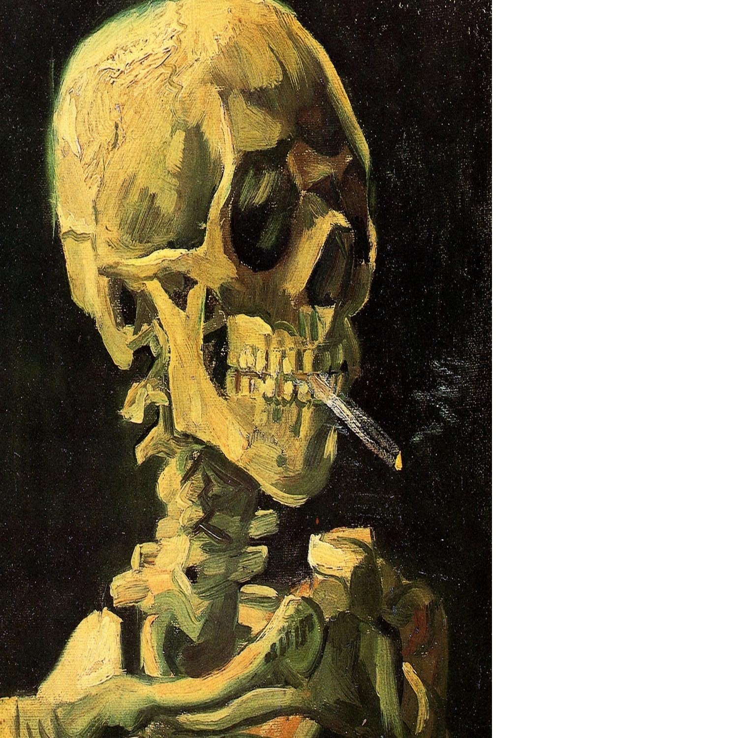 Skull with Burning Cigarette by Van Gogh Floating Framed Canvas