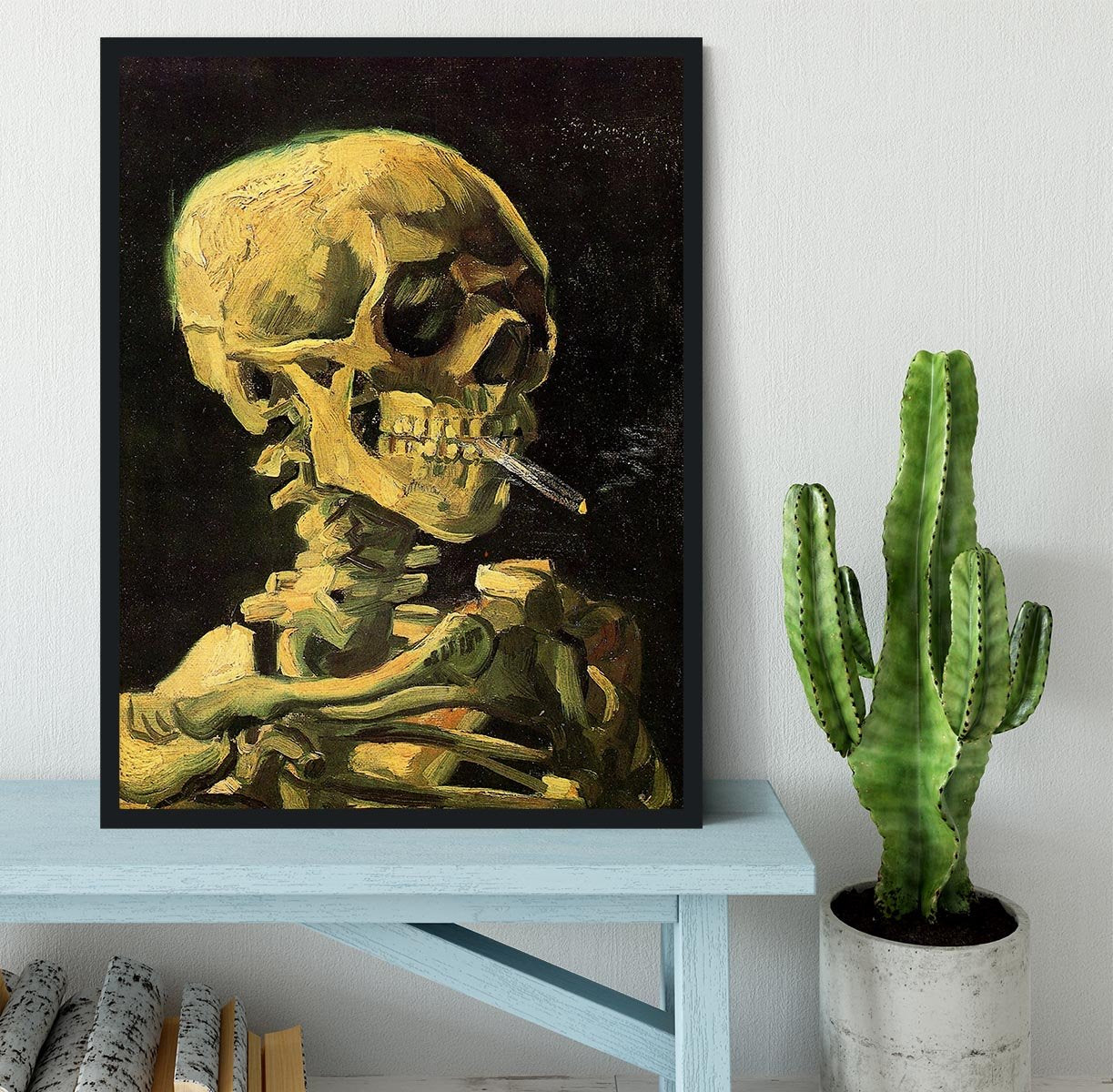 Skull with Burning Cigarette by Van Gogh Framed Print - Canvas Art Rocks - 2