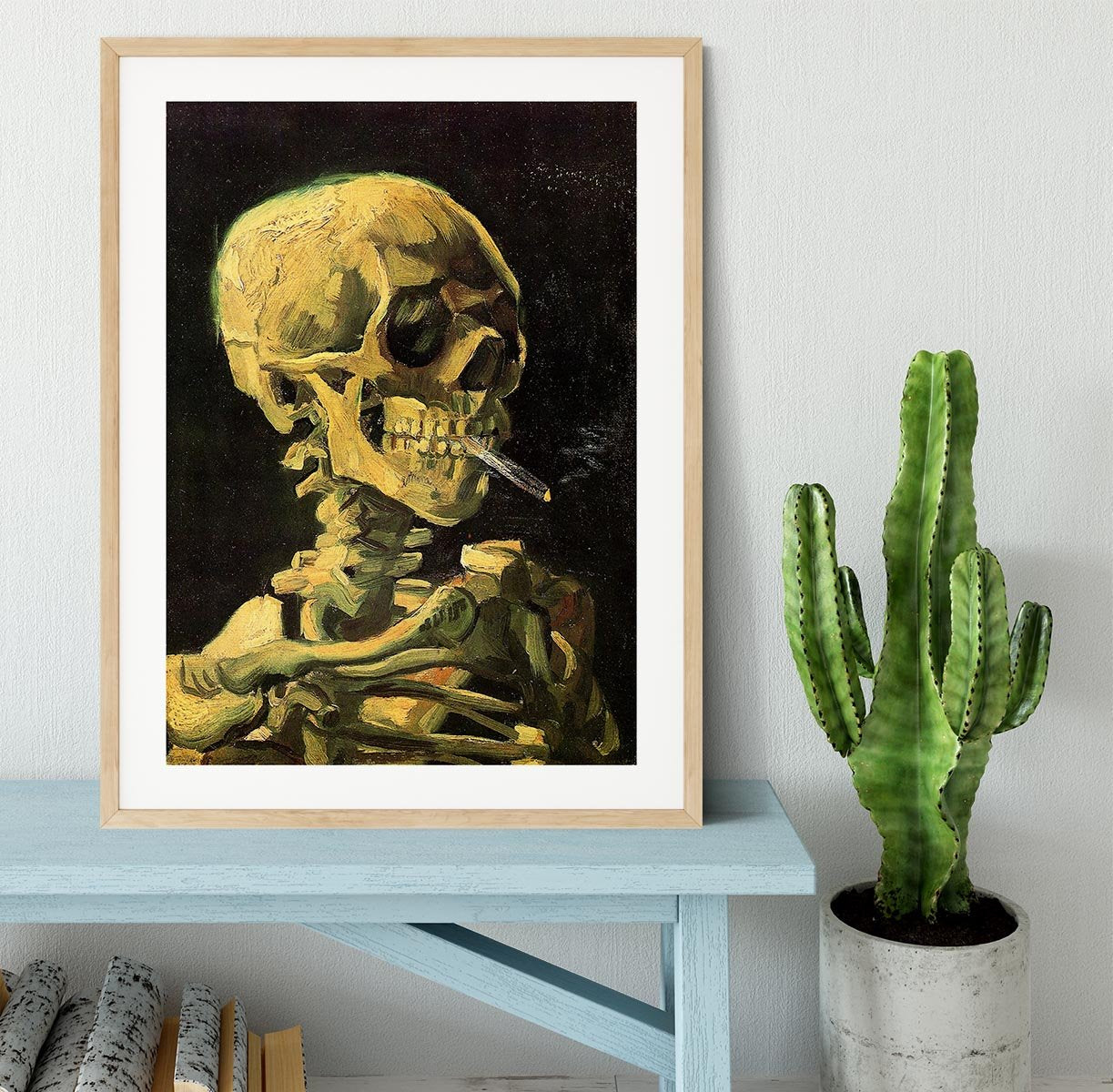 Skull with Burning Cigarette by Van Gogh Framed Print - Canvas Art Rocks - 3