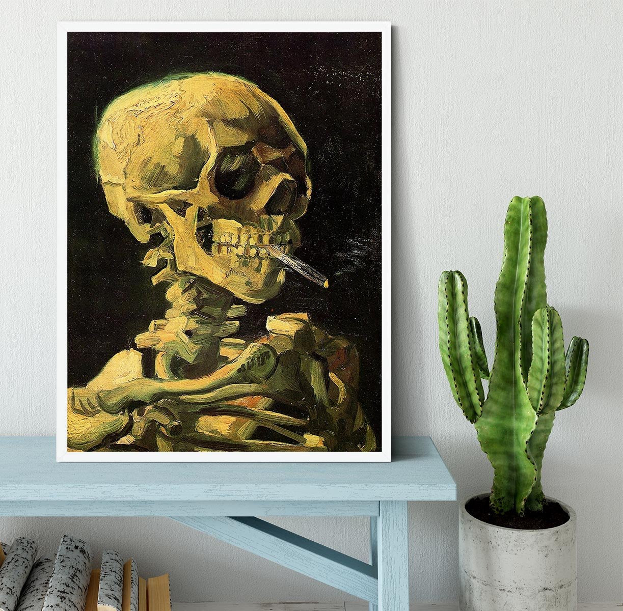 Skull with Burning Cigarette by Van Gogh Framed Print - Canvas Art Rocks -6