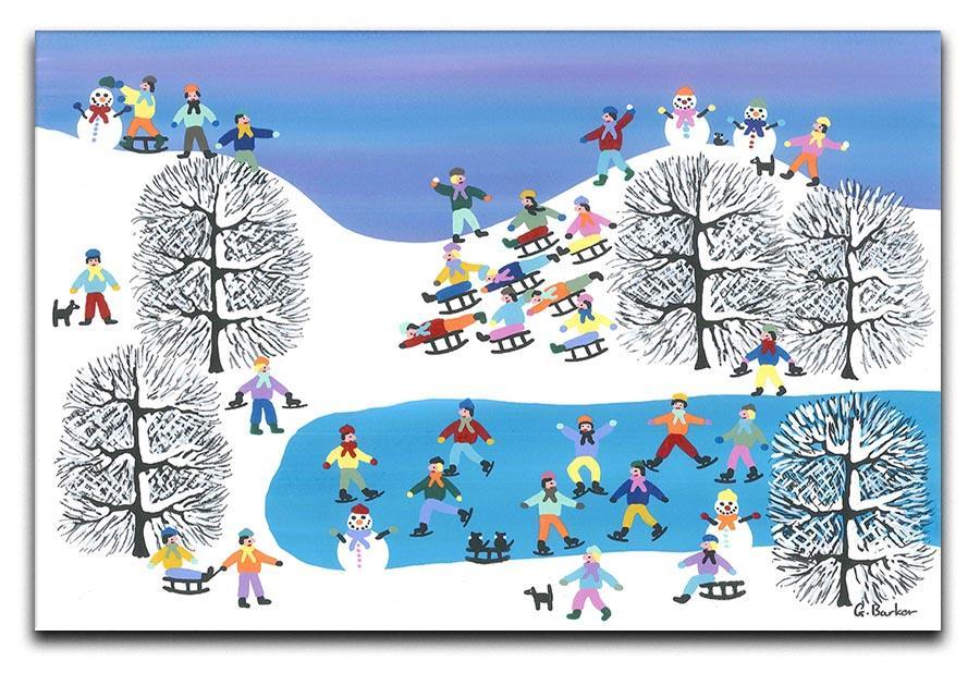 Sledding down the hill by Gordon Barker Canvas Print or Poster - Canvas Art Rocks - 1