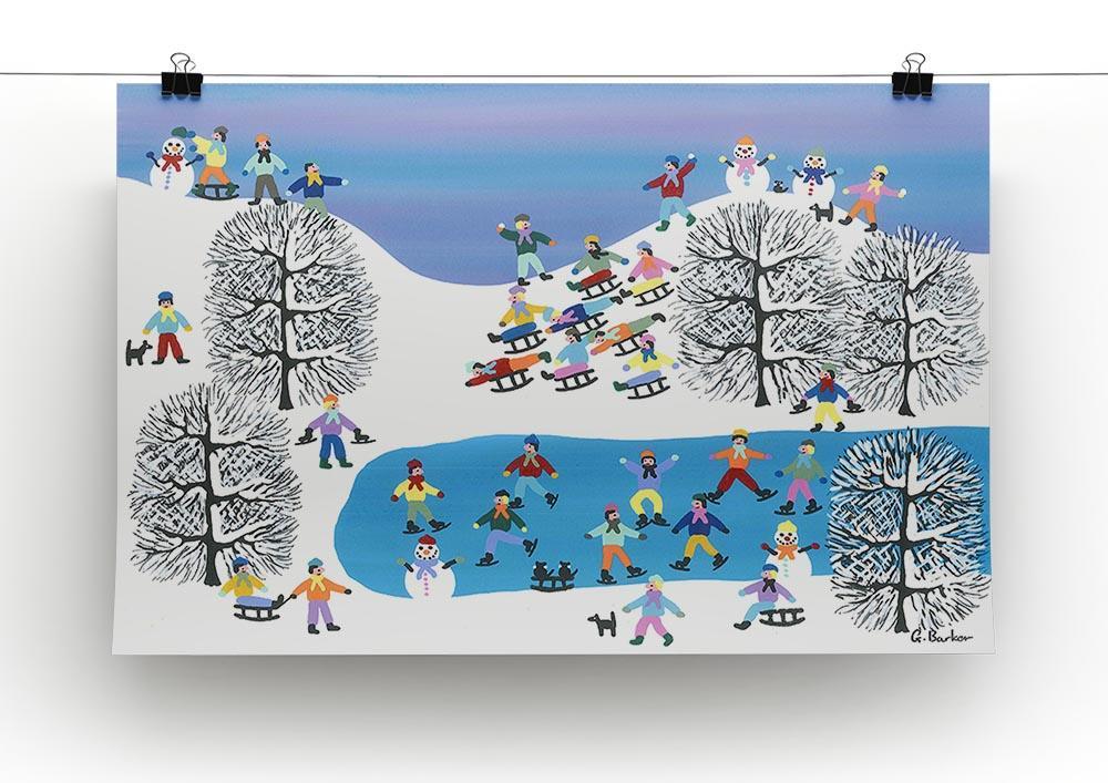 Sledding down the hill by Gordon Barker Canvas Print or Poster - Canvas Art Rocks - 2
