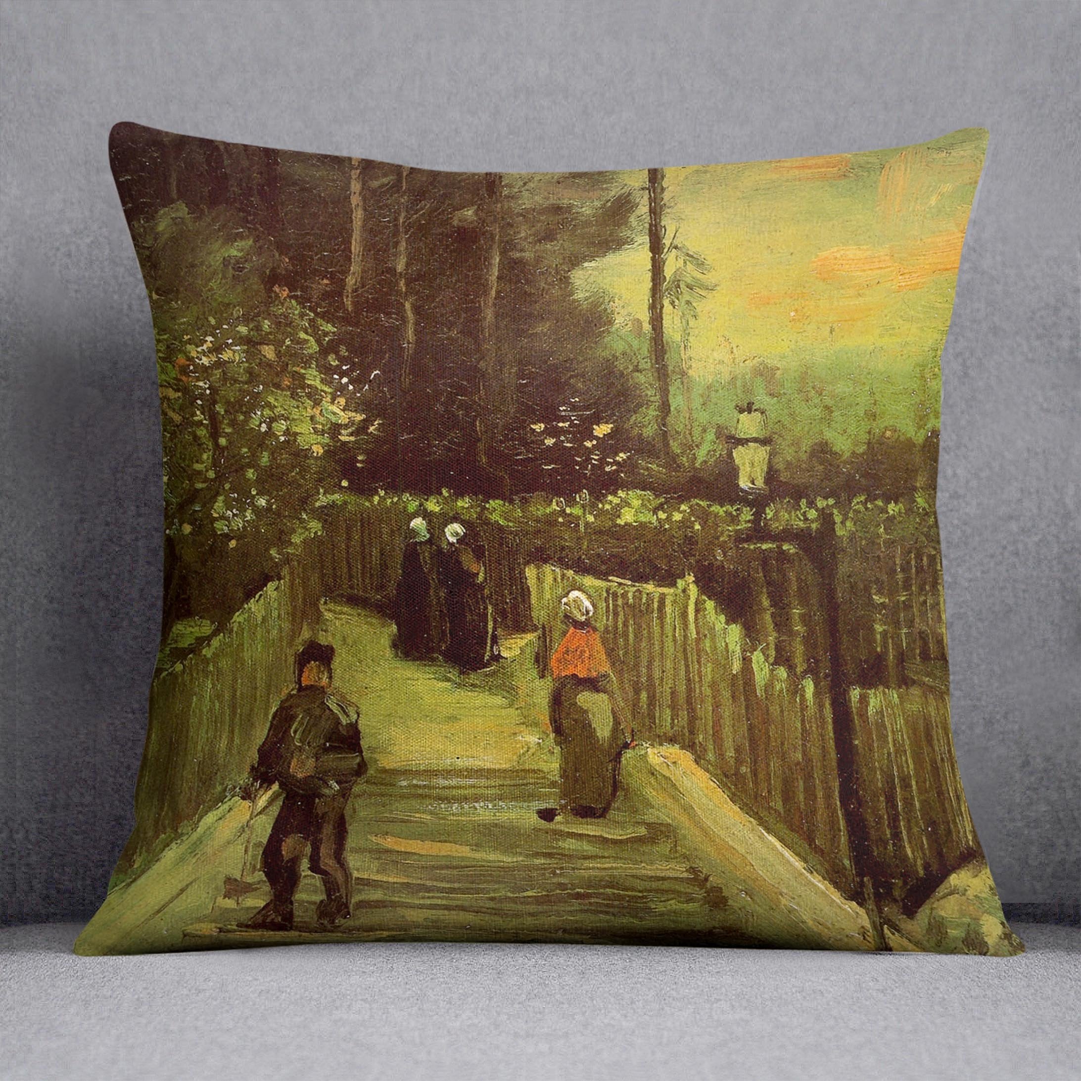 Sloping Path in Montmartre by Van Gogh Throw Pillow