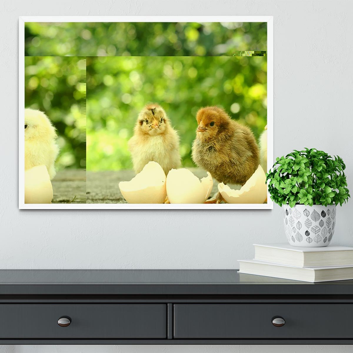 Small chicks and egg shells Framed Print - Canvas Art Rocks -6