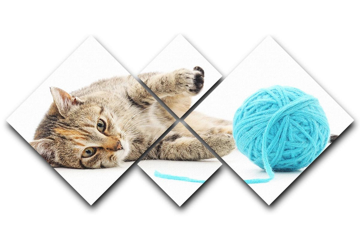 Small funny kitten and clew of thread 4 Square Multi Panel Canvas - Canvas Art Rocks - 1