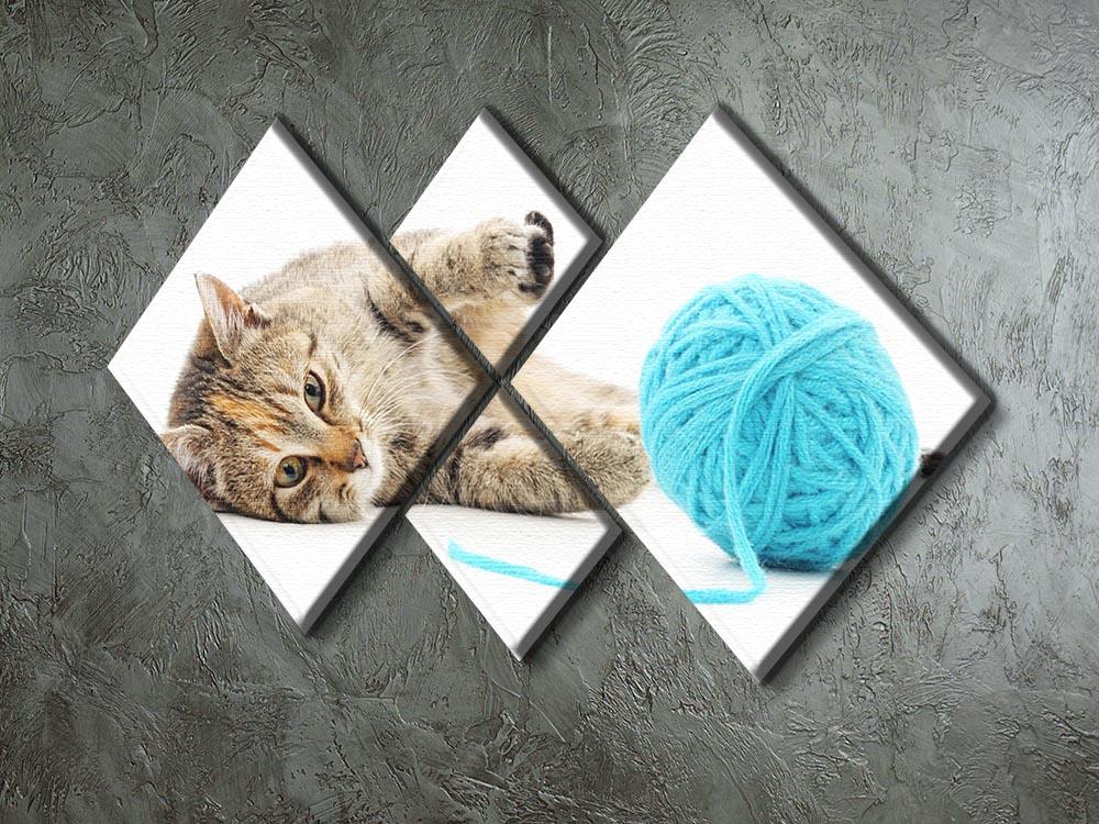Small funny kitten and clew of thread 4 Square Multi Panel Canvas - Canvas Art Rocks - 2