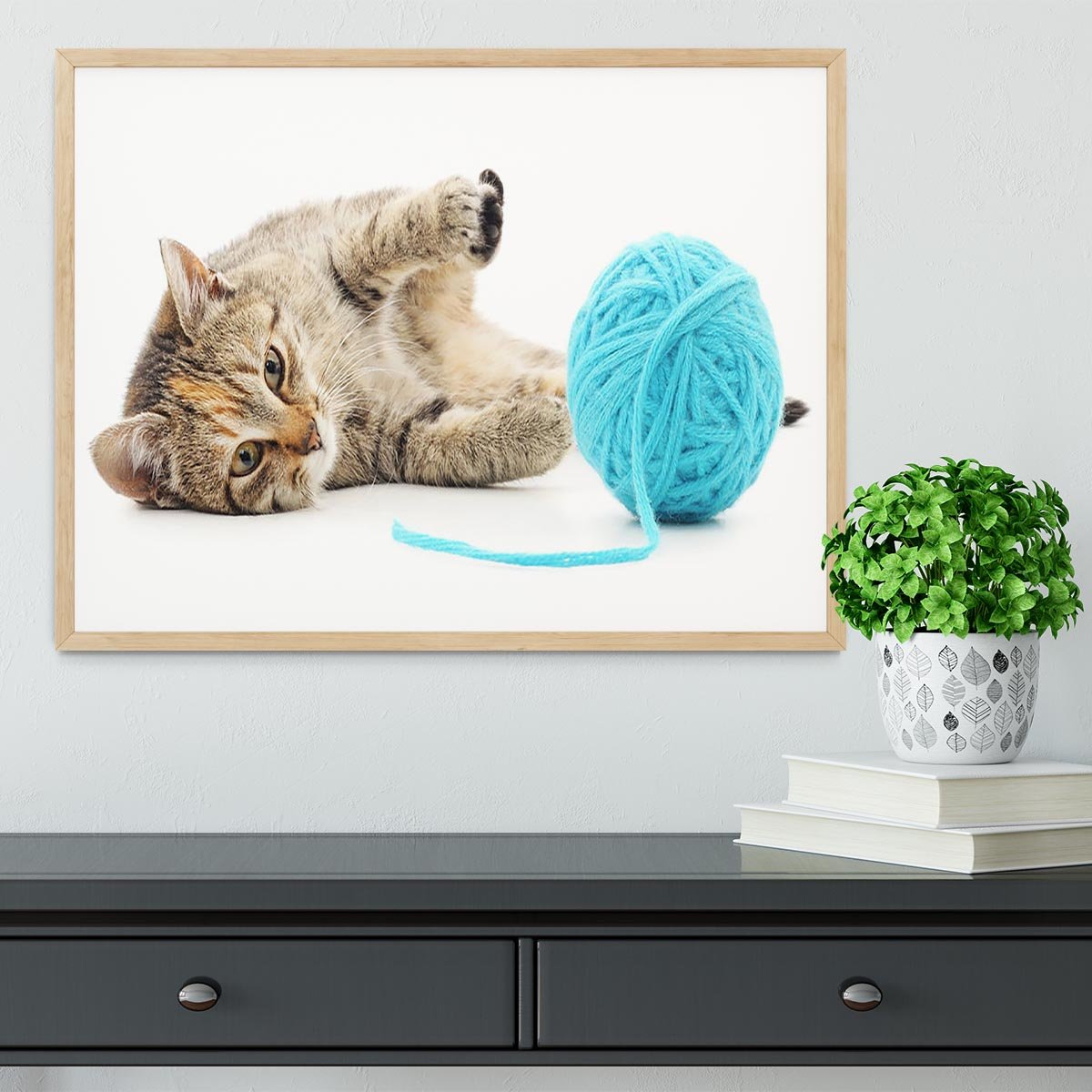 Small funny kitten and clew of thread Framed Print - Canvas Art Rocks - 4