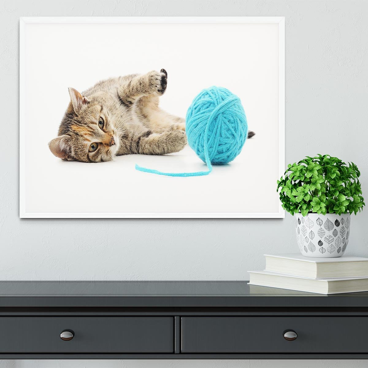 Small funny kitten and clew of thread Framed Print - Canvas Art Rocks - 5