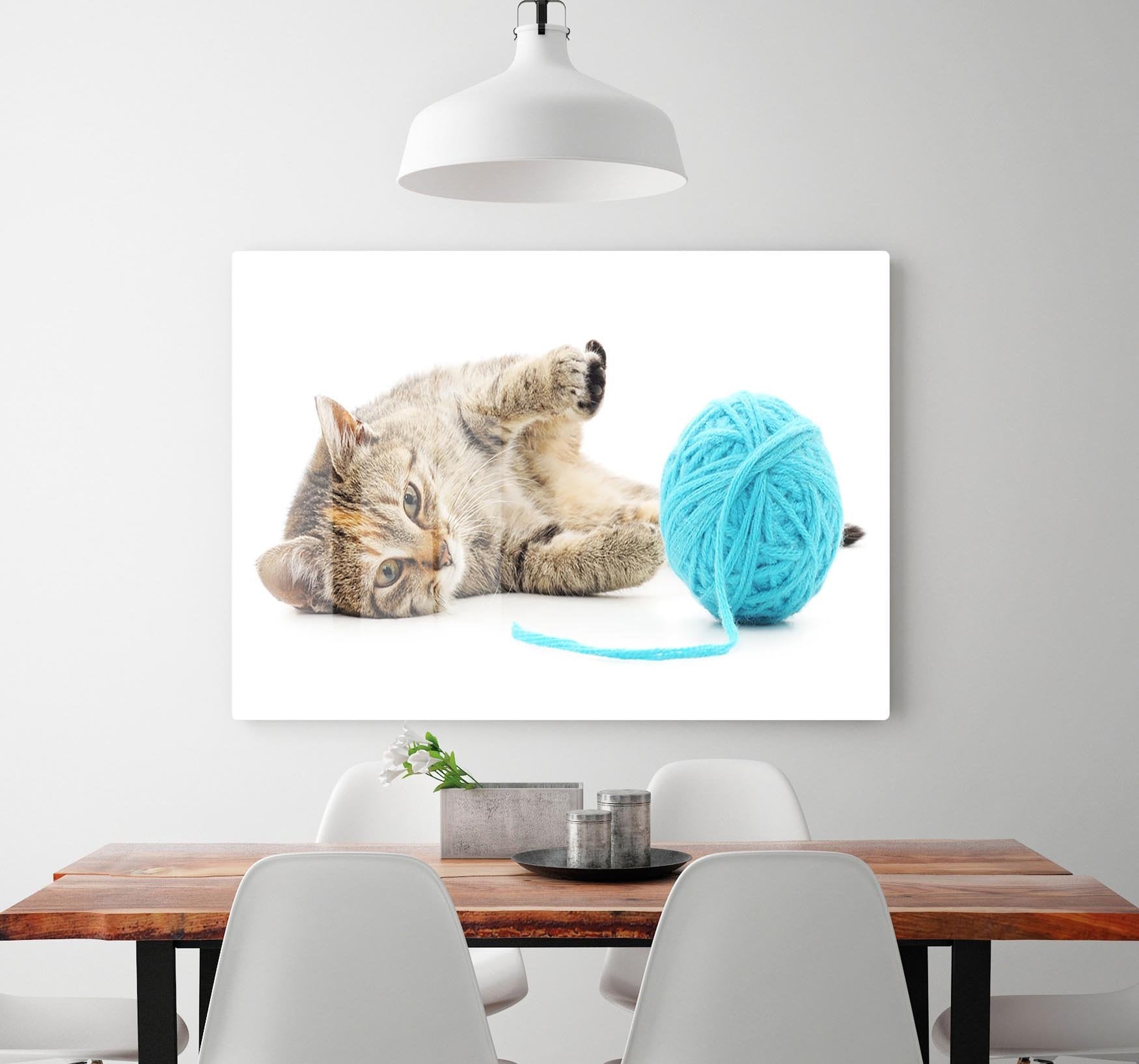 Small funny kitten and clew of thread HD Metal Print - Canvas Art Rocks - 2