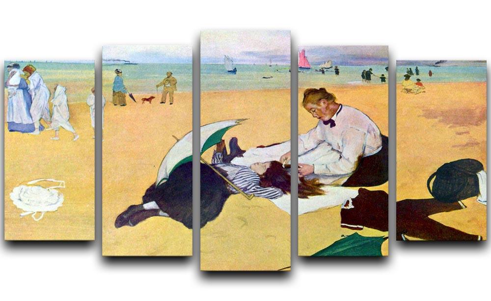 Small girls on the beach by Degas 5 Split Panel Canvas - Canvas Art Rocks - 1