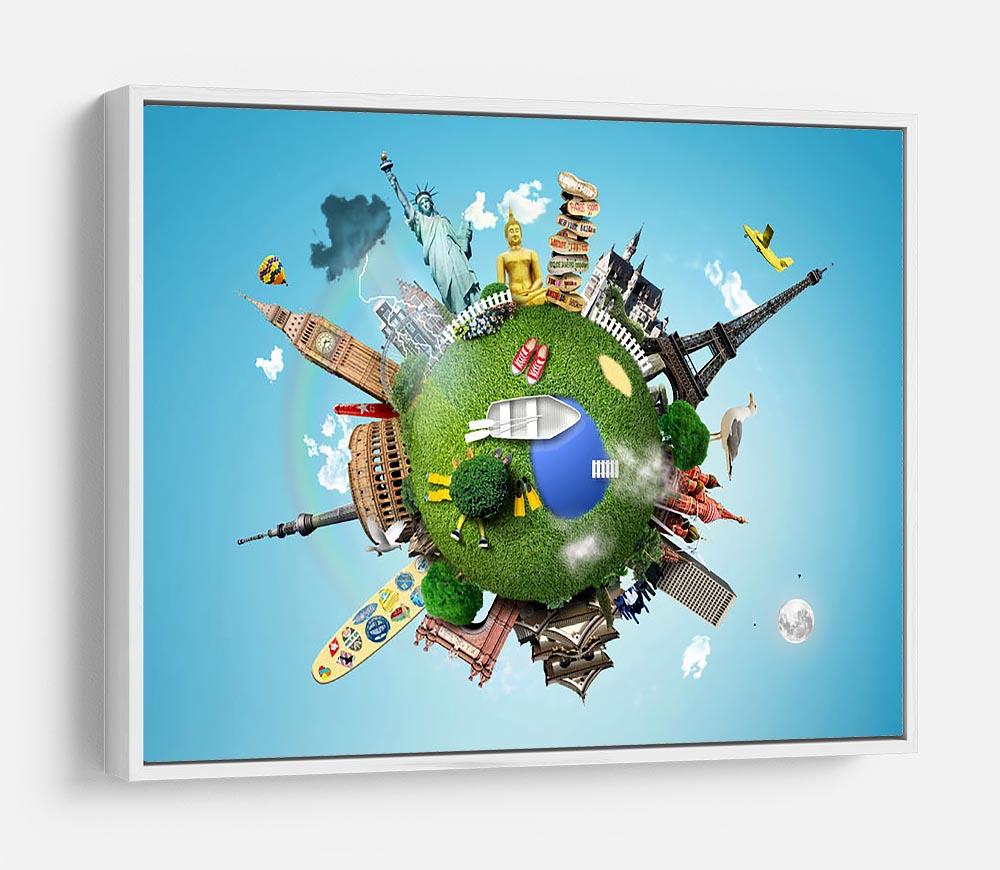 Small planet with landmarks around the world HD Metal Print