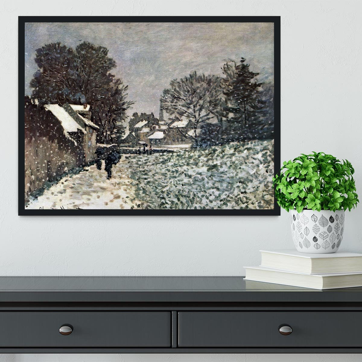 Snow at Argenteuil by Monet Framed Print - Canvas Art Rocks - 2