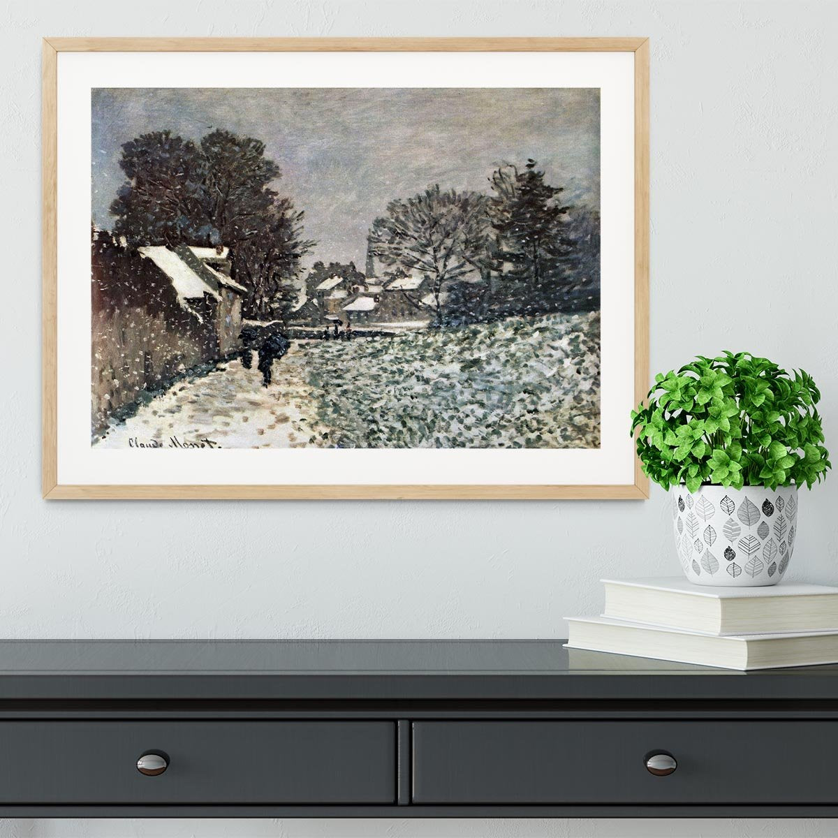 Snow at Argenteuil by Monet Framed Print - Canvas Art Rocks - 3