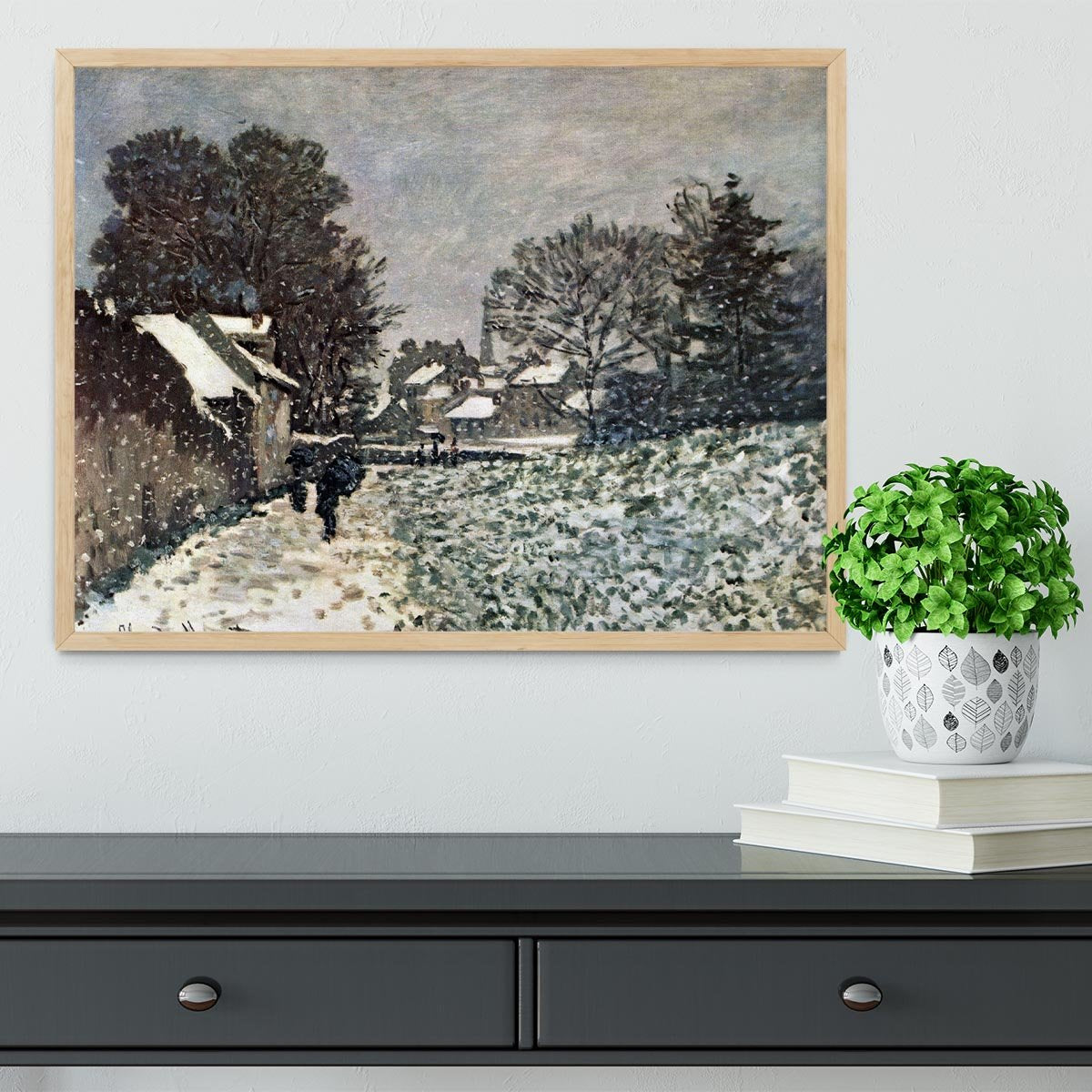 Snow at Argenteuil by Monet Framed Print - Canvas Art Rocks - 4