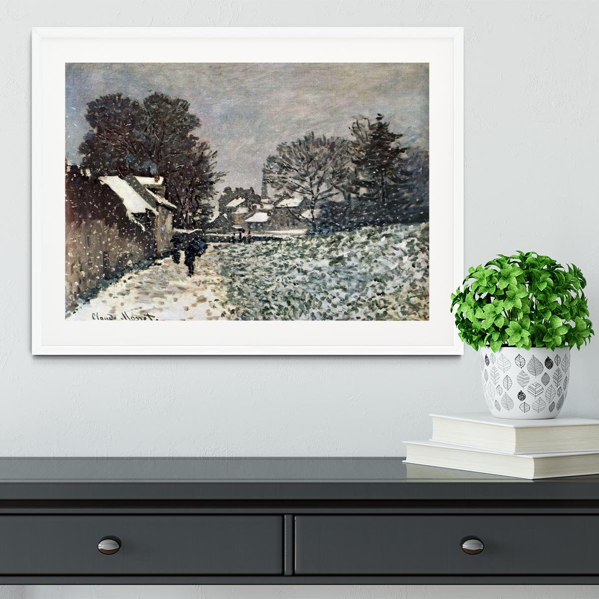 Snow at Argenteuil by Monet Framed Print - Canvas Art Rocks - 5