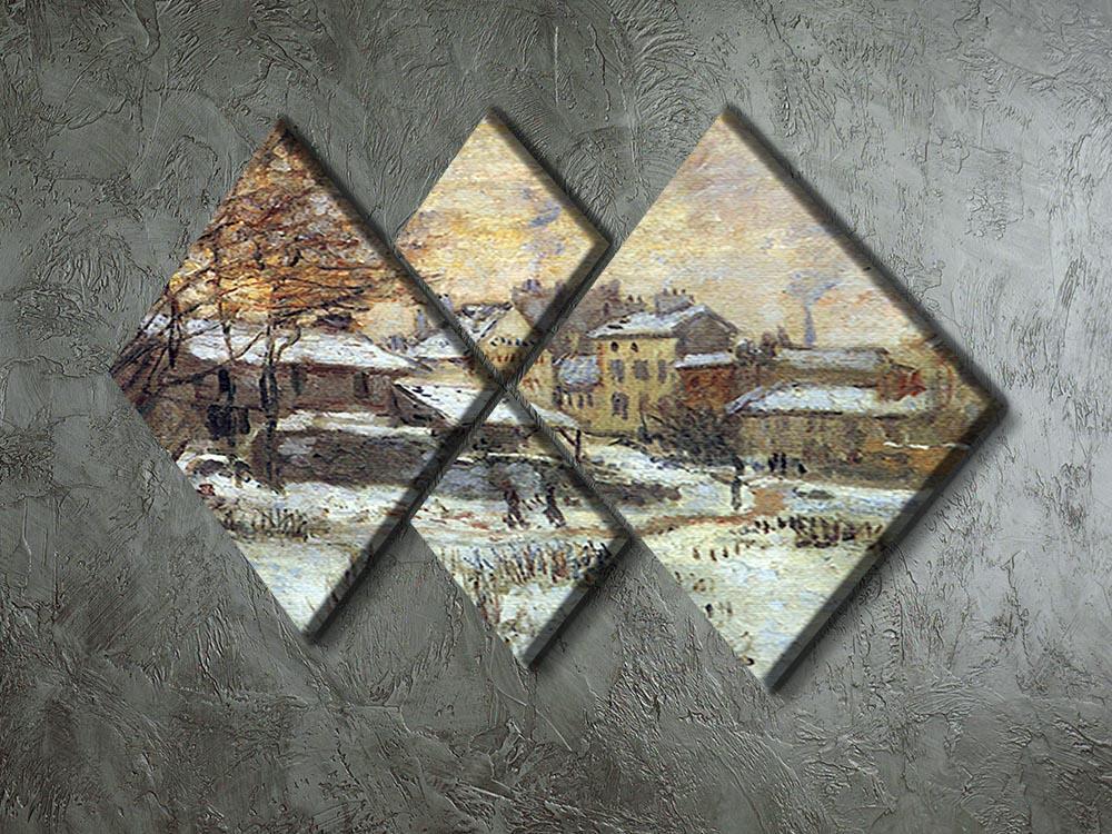 Snow at sunset Argenteuil in the snow by Monet 4 Square Multi Panel Canvas - Canvas Art Rocks - 2