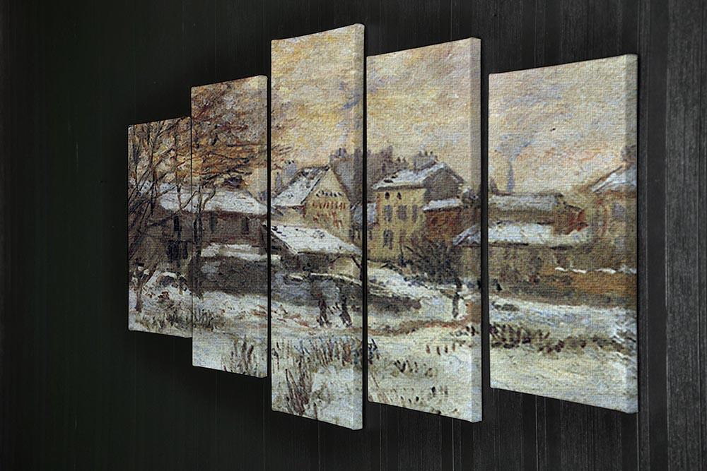 Snow at sunset Argenteuil in the snow by Monet 5 Split Panel Canvas - Canvas Art Rocks - 2