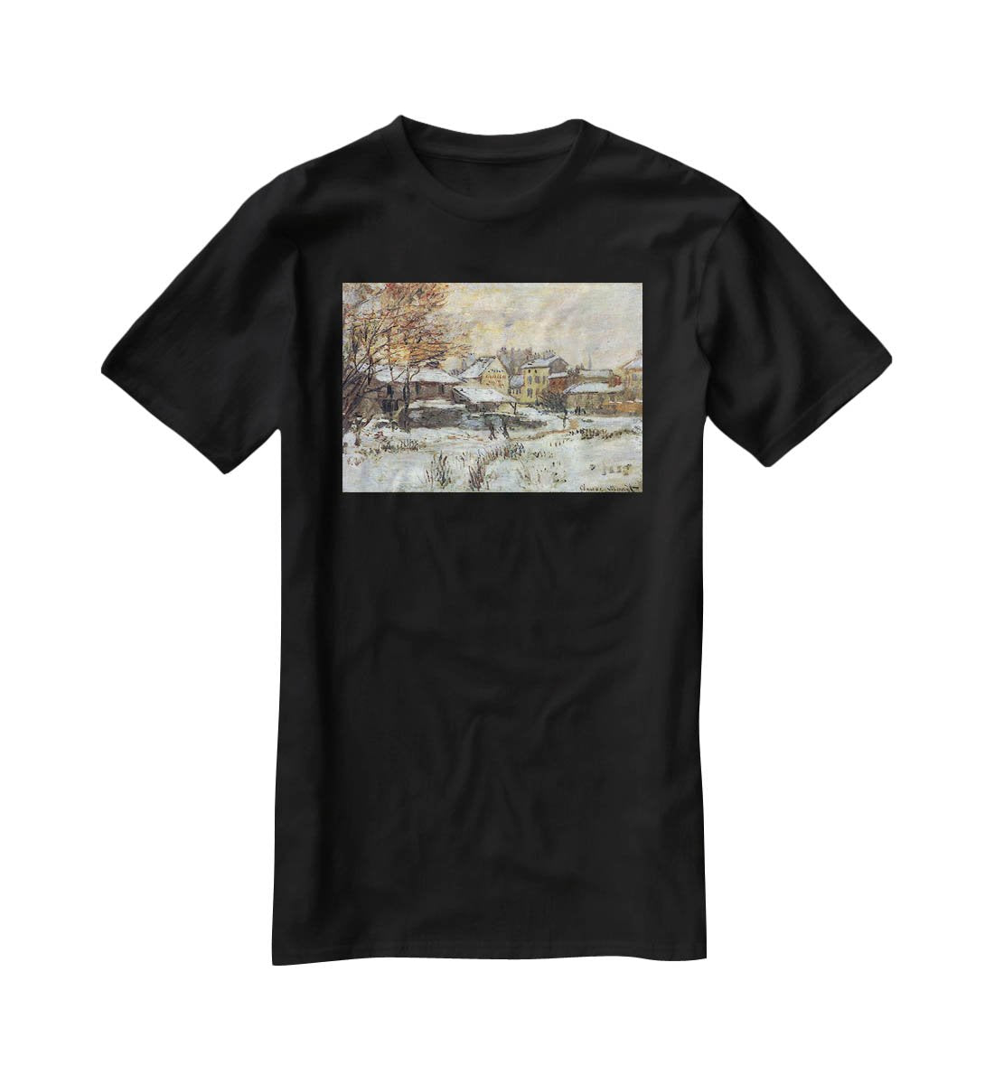 Snow at sunset Argenteuil in the snow by Monet T-Shirt - Canvas Art Rocks - 1