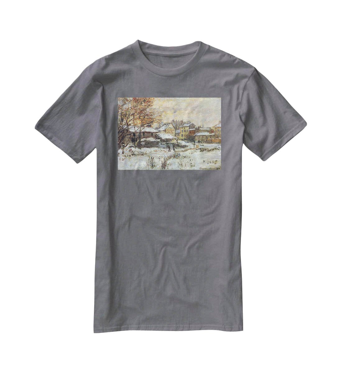 Snow at sunset Argenteuil in the snow by Monet T-Shirt - Canvas Art Rocks - 3