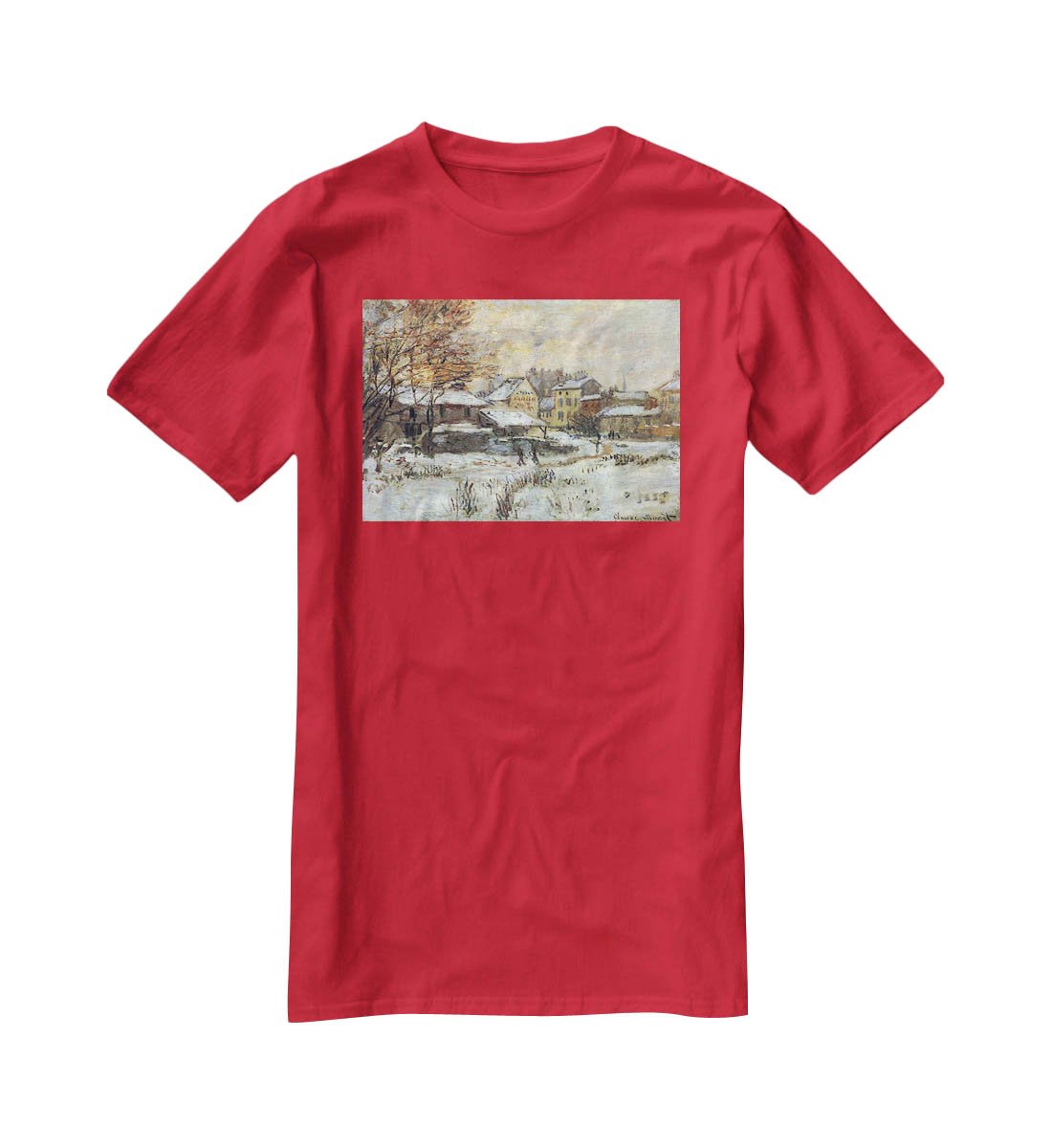 Snow at sunset Argenteuil in the snow by Monet T-Shirt - Canvas Art Rocks - 4