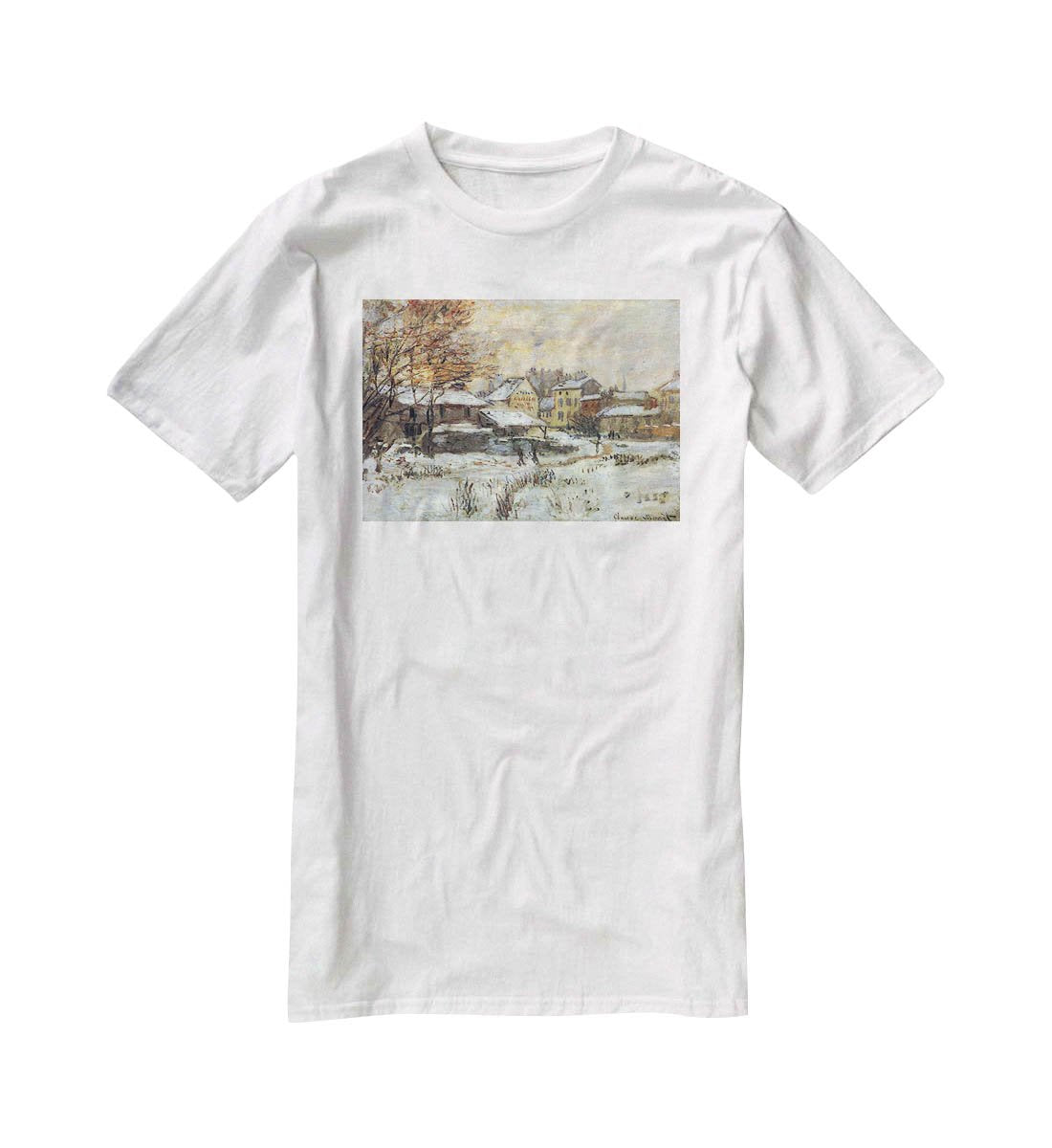 Snow at sunset Argenteuil in the snow by Monet T-Shirt - Canvas Art Rocks - 5