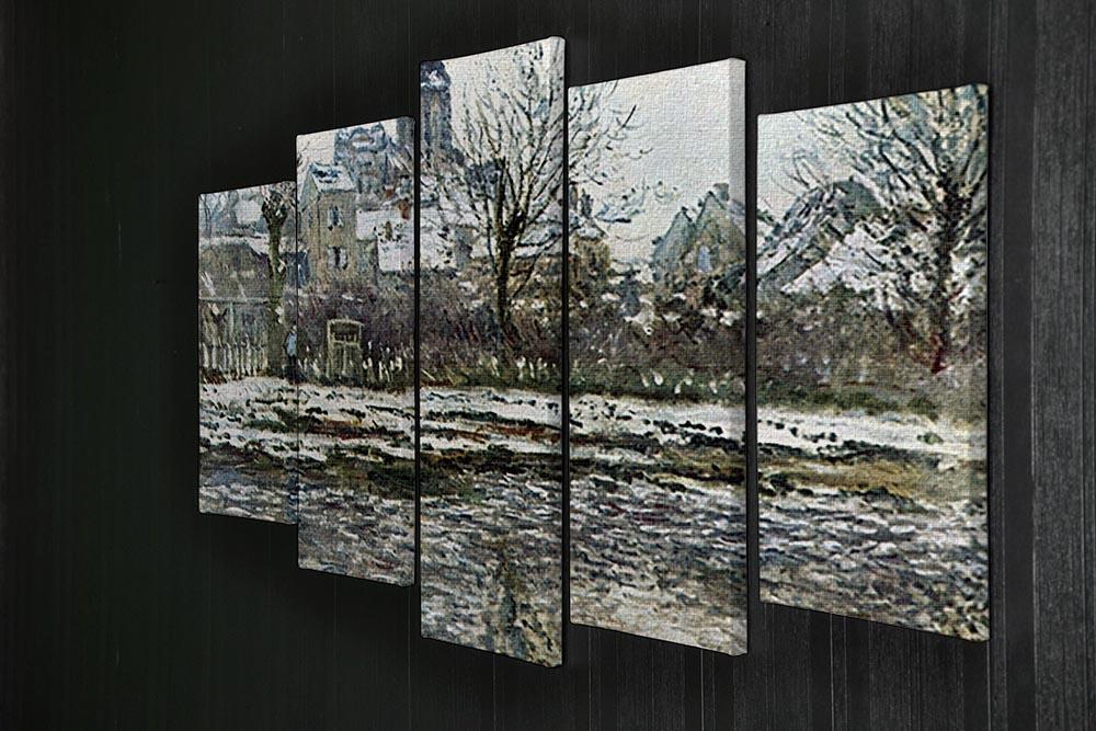Snow in Vetheuil by Monet 5 Split Panel Canvas - Canvas Art Rocks - 2
