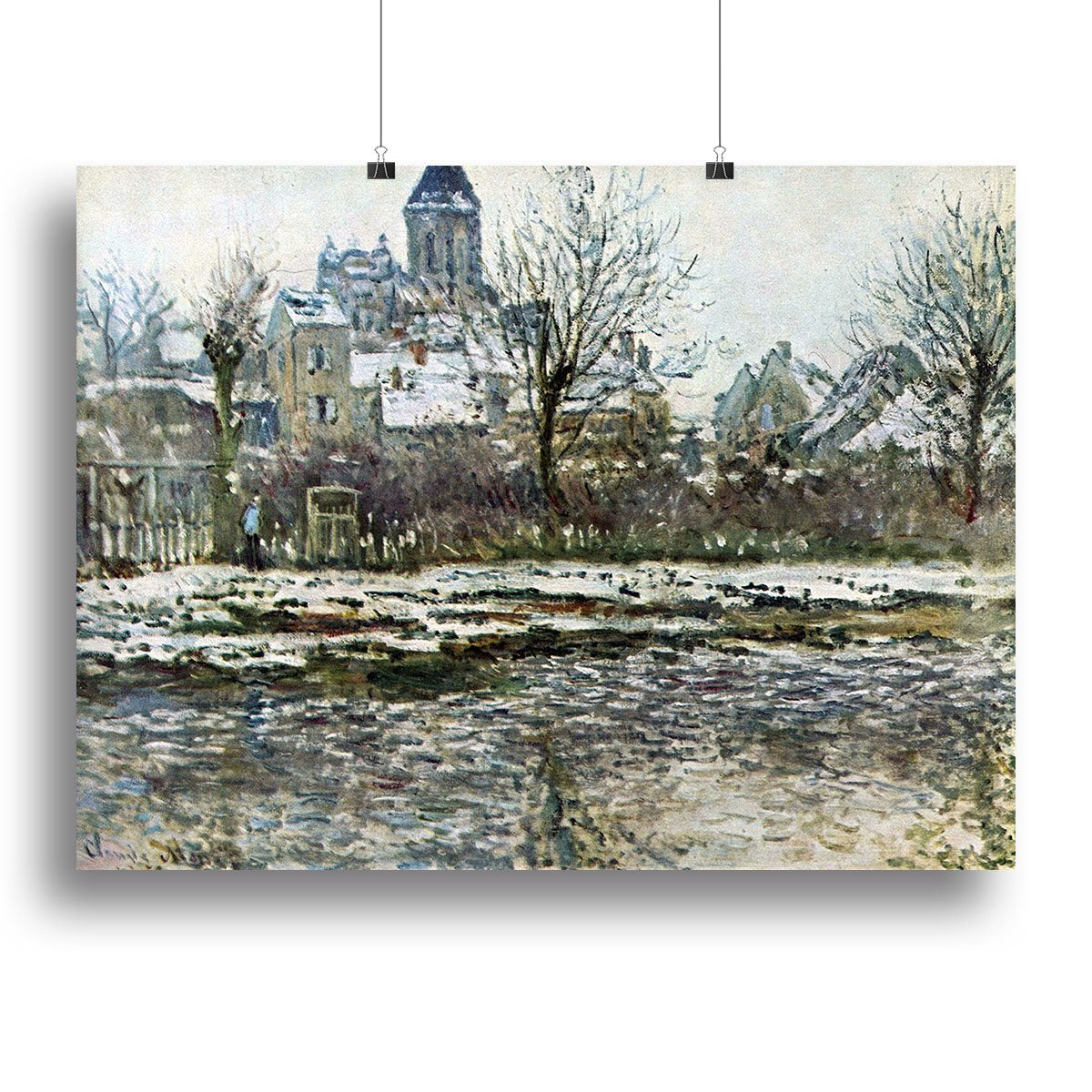 Snow in Vetheuil by Monet Canvas Print or Poster